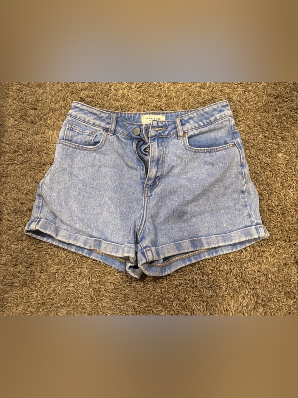PacSun Light Wash High-Rise Cuffed Denim Shorts